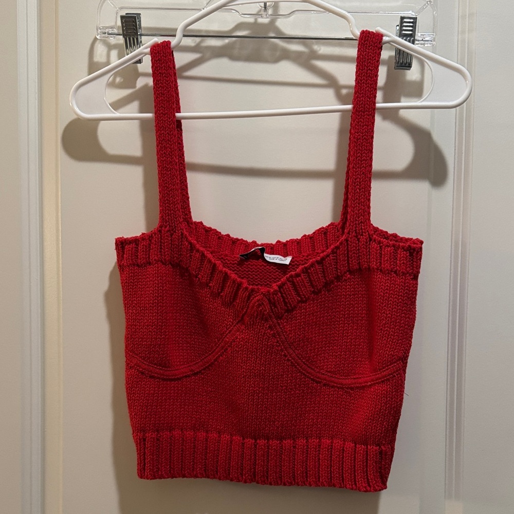 Zara Red Knit Crop Top